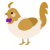 A cream and gold chicken with a head pattern