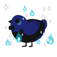 A black and navy chicken with a head pattern