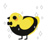 A black and yellow chicken with a head pattern