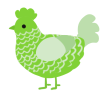 A grass and gluppy chicken with a lace pattern