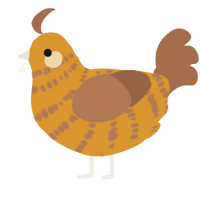 A orange and brown chicken with a bar pattern