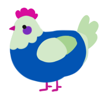 A ultramarine and gluppy chicken with a head pattern