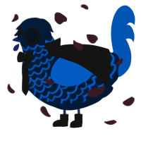A tumblr and ultramarine chicken with a lace pattern