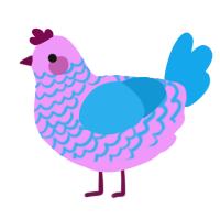 A lavender and sky chicken with a lace pattern
