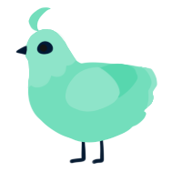 A mint chicken with a head pattern