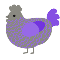 A ash and blurple chicken with a lace pattern