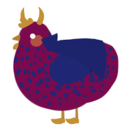 A wine and navy chicken with a speckle pattern