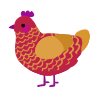 A crimson and orange chicken with a lace pattern