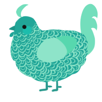A turquoise and mint chicken with a double-lace pattern