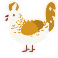 A white and ochre chicken with a half-lace pattern