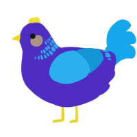 A indigo and sky chicken with a neck-band pattern