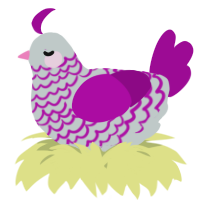 A silver and plum chicken with a lace pattern