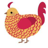 A honey and crimson chicken with a lace pattern