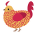 A honey and crimson chicken with a lace pattern