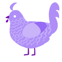 A lilac chicken with a lace pattern