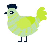 Lemon Lime, a gluppy and lime chicken with a bar pattern