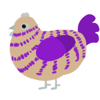 A beige and violet chicken with a bar pattern