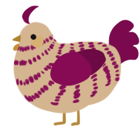 A beige and wine chicken with a bar pattern