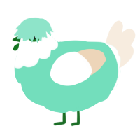A mint and cream chicken with a head pattern