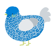 A sapphire and mist chicken with a double-lace pattern