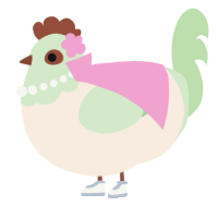 A cream and gluppy chicken with a head pattern