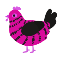 A fuchsia and sable chicken with a bar pattern
