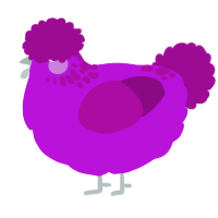 A amethyst and plum chicken with a neck-speckle pattern