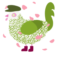A white and chartreuse chicken with a double-lace pattern
