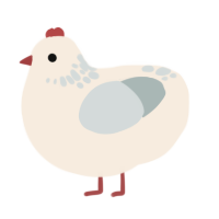 A cream and silver chicken with a neck-speckle pattern