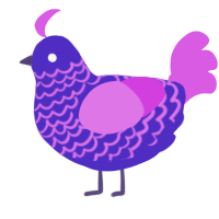 A indigo and orchid chicken with a lace pattern