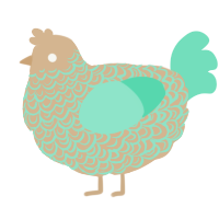 A beige and mint chicken with a double-lace pattern