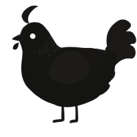 A black and sable chicken with a neck-speckle pattern