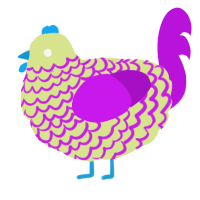 A lemon and amethyst chicken with a lace pattern