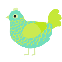 A mint and lime chicken with a lace pattern