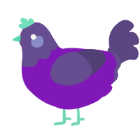 A violet and overcast chicken with a head pattern