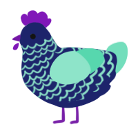 The Sculk, a navy and mint chicken with a lace pattern