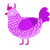 A lavender and amethyst chicken with a lace pattern