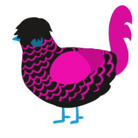 into the night, a sable and fuchsia chicken with a lace pattern