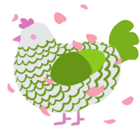 A sable and blurple chicken with a lace pattern