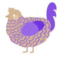 A beige and blurple chicken with a lace pattern