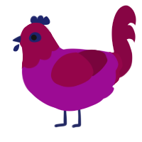 roseheart, a plum and maroon chicken with a head pattern