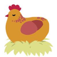 A orange and red chicken with a neck-speckle pattern
