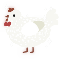 A white chicken with a speckle pattern