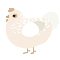 A cream and white chicken with a half-lace pattern