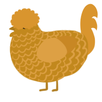 A ochre and orange chicken with a lace pattern