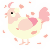 A white and pink chicken with a head pattern