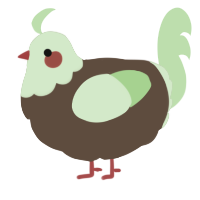 A bark and gluppy chicken with a head pattern