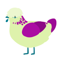A apple and plum chicken with a neck-speckle pattern