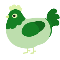 A gluppy and leaf chicken with a head pattern