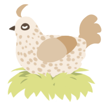 A cream and beige chicken with a speckle pattern